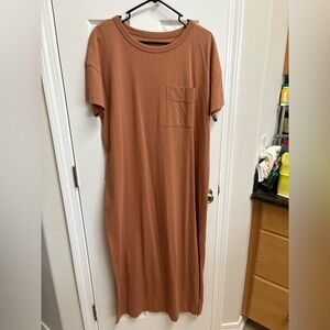 NWOT Everlane The Organic Cotton Brownish? Short Sleeve T-Shirt Maxi Dress Sz XL
